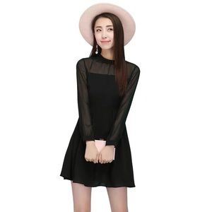 Elegant long sleeve black dress